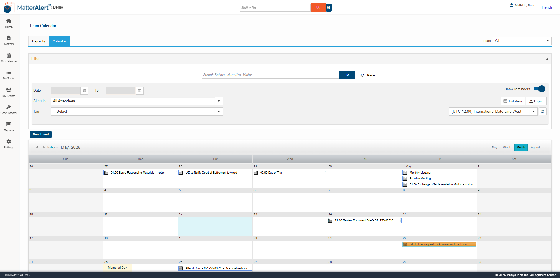 Team Calendar View